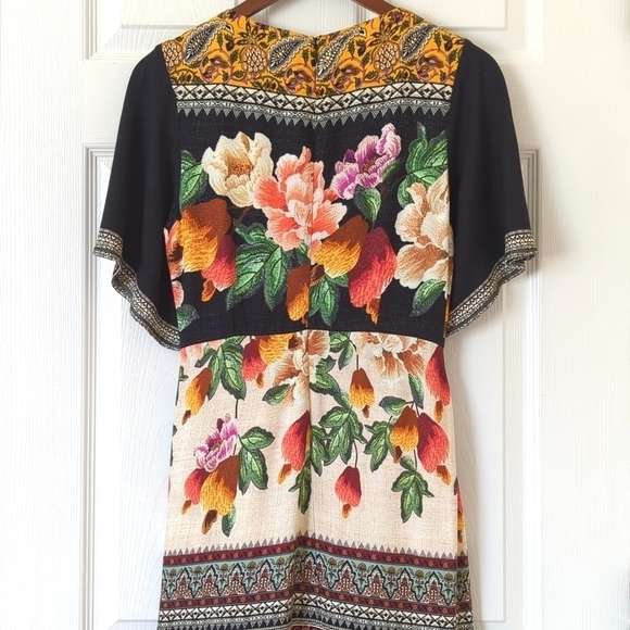 FARM Rio Anthropologie Esmeralda Floral Flowy Short Sleeve A-Line Maxi Dress XSP - Picture 11 of 14